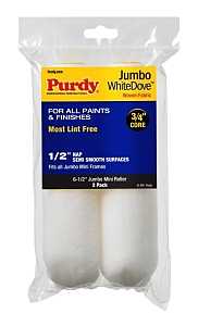 Purdy White Dove 14G626013 Jumbo Mini Roller Cover, 1/2 in Thick Nap, 6-1/2 in L, Dralon Fabric Cover