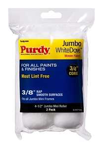 Purdy White Dove 14G624012 Jumbo Mini Roller Cover, 3/8 in Thick Nap, 4-1/2 in L, Dralon Fabric Cover
