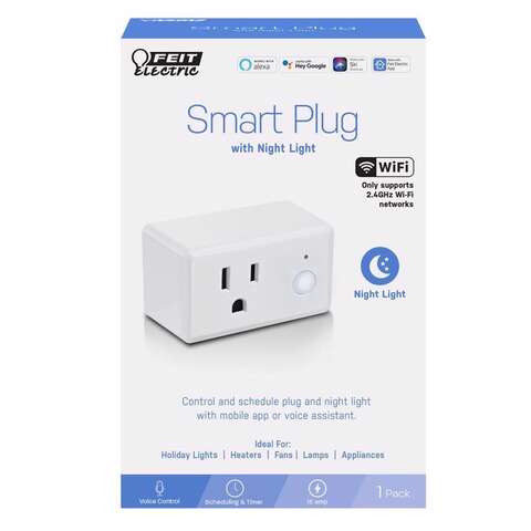 Feit Smart Home Residential Plastic Smart-Enabled Plug with Night Light 1-15R