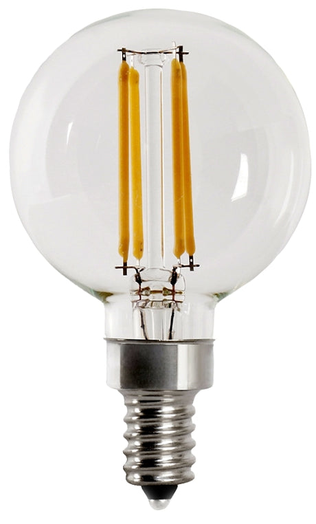 Feit Electric BPG1640950CAFIL/2 LED Light Bulb, Globe, 500 Lumens, 5.5 W, G16 Lamp, E12 Lamp Base, Dimmable, 2/PK, Pack of 6