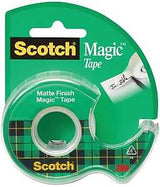Scotch Magic 105 Office Tape, 300 in L, 3/4 in W, Plastic Backing, Pack of 12