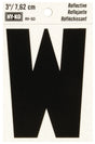 Hy-Ko RV-50/W Reflective Letter, 2-1/2 in W x 4 in H Dimensions, Character: W, 3 in H Character, Black Character, Vinyl, Pack of 10