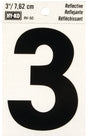 Hy-Ko RV-50/3 Reflective Sign, Character: 3, 3 in H Character, Black Character, Silver Background, Vinyl, Pack of 10