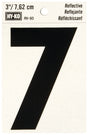 Hy-Ko RV-50/7 Reflective Sign, Character: 7, 3 in H Character, Black Character, Silver Background, Vinyl, Pack of 10