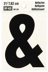 Hy-Ko RV-50/& Reflective Sign, Character: &, 3 in H Character, Black Character, Silver Background, Vinyl, Pack of 10