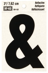 Hy-Ko RV-50/& Reflective Sign, Character: &, 3 in H Character, Black Character, Silver Background, Vinyl, Pack of 10
