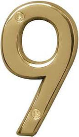 Hy-Ko Prestige Series BR-42PB/9 House Number, 2.938 in W x 6.875 in H Dimensions, Character: 9, 4 in H Character, Pack of 3