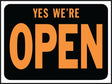 Hy-Ko Hy-Glo Series 3020 Identification Sign, 8-1/2 x 12 in Dimensions, Rectangular, YES WE'RE OPEN, Black Background, Pack of 10