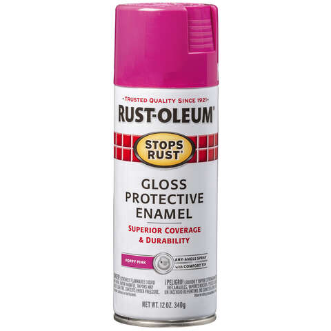 Rust-Oleum Stops Rust Gloss Poppy Pink Enamel Spray Paint 12 oz, Pack of 6