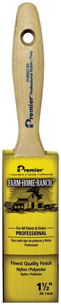 Premier FHR00130 Paint Brush, 1-1/2 in W, Flat Varnish Brush, 2-1/2 in L Bristle, Nylon/Polyester Bristle