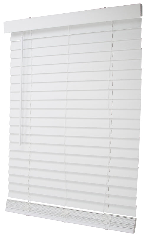 Simple Spaces FWMB-9 Blind, 64 in L, 27 in W, Faux Wood, White, Pack of 2
