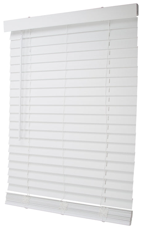 Simple Spaces FWMB-10 Blind, 64 in L, 29 in W, Faux Wood, White, Pack of 2