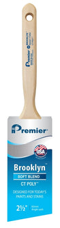 Premier Brooklyn 17292 Paint Brush, Angle Brush, 2-1/2 in L Bristle, Polyester Bristle, Sash Handle