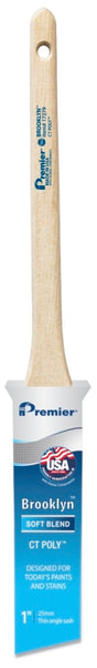 Premier Brooklyn 17279 Paint Brush, 1 in W, Thin Angle Sash Brush, 2-1/8 in L Bristle, Polyester Bristle