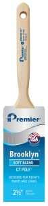 Premier Brooklyn 17302 Paint Brush, 2-1/2 in W, Flat Sash Brush, 3 in L Bristle, Polyester Bristle