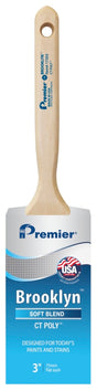 Premier Brooklyn 17303 Paint Brush, 3 in W, Flat Sash Brush, 3 in L Bristle, Polyester Bristle