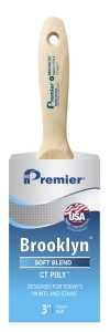 Premier Brooklyn 17314 Paint Brush, 3 in W, Beavertail Varnish Wall Brush, 3-1/4 in L Bristle, Polyester Bristle