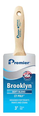 Premier Brooklyn 17314 Paint Brush, 3 in W, Beavertail Varnish Wall Brush, 3-1/4 in L Bristle, Polyester Bristle
