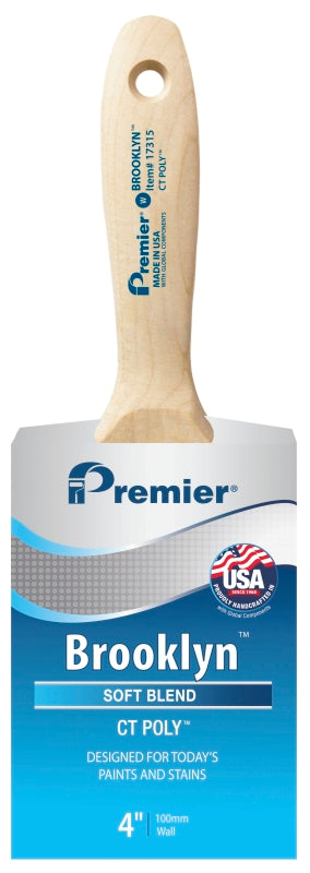 Premier Brooklyn 17315 Paint Brush, 4 in W, Beavertail Varnish Wall Brush, 3-1/4 in L Bristle, Polyester Bristle