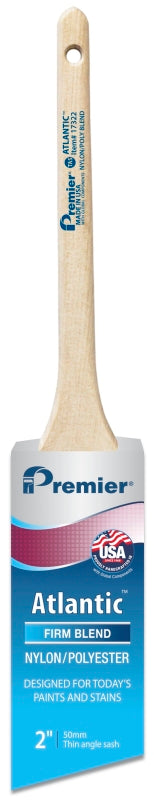 Premier Atlantic 17322 Paint Brush, 2 in W, 2-7/16 in L Bristle, Nylon/Polyester Bristle