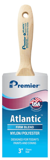 Premier Atlantic 17354 Paint Brush, 3 in W, Beavertail Varnish Wall Brush, 3-7/16 in L Bristle, Nylon/Polyester Bristle