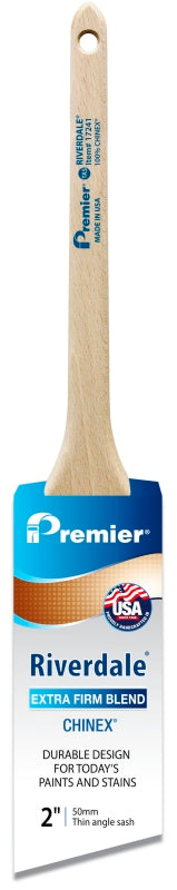 Premier Riverdale 17241 Paint Brush, 2 in W, Thin Angle Sash Brush, 2-7/16 in L Bristle, Chinex Bristle