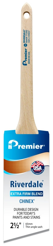 Premier Riverdale 17242 Paint Brush, 2-1/2 in W, Thin Angle Sash Brush, 2-11/16 in L Bristle, Chinex Bristle