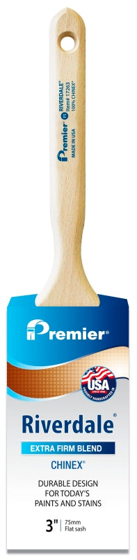 Premier Riverdale 17263 Paint Brush, 3 in W, Flat Sash Brush, 3-3/16 in L Bristle, Chinex Bristle