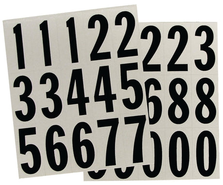 Hy-Ko MM-22N Packaged Number Set, 2 in H Character, Black Character, White Background, Vinyl, Pack of 10