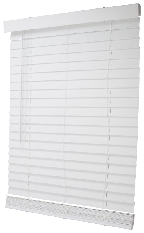 Simple Spaces FWMB-12 Blind, 64 in L, 31 in W, Faux Wood, White, Pack of 2