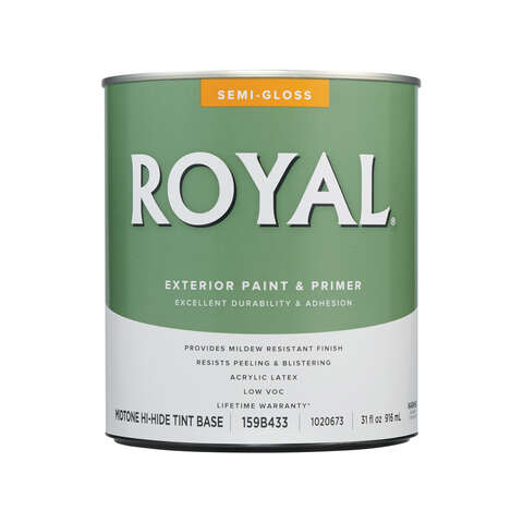 Royal Semi-Gloss Tint Base Mid-Tone Base Paint + Primer Exterior 1 qt, Pack of 4