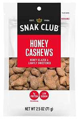 Snak Club 700558 Honey Cashew, Roasted, 2.5 oz, Pack of 6