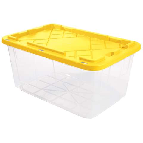 Greenmade 27 gal Clear/Yellow Snap Lock Storage Box 14.7 in. H X 20.4 in. W X 30.4 in. D Stackable, Pack of 4