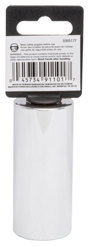 Vulcan MT6528632 Drive Socket, 1 in Socket, 1/2 in Drive, 12-Point, Chrome Vanadium Steel, Chrome