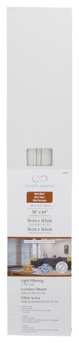 Simple Spaces FWMB-16 Blind, 64 in L, 36 in W, Faux Wood, White, Pack of 2