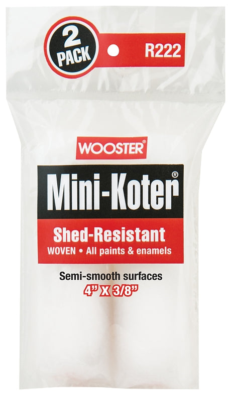 Wooster R222-4 Mini Roller Cover, 3/8 in Thick Nap, 4 in L, Fabric Cover