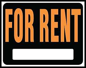 Hy-Ko Hy-Glo Series SP-102 Identification Sign, 14-1/2 x 18-1/2 in Dimensions, Rectangular, FOR RENT, Black Background, Pack of 5