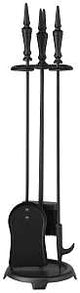Simple Spaces T40100BK-C3L Fireplace Tool Set, Black, 4-Piece