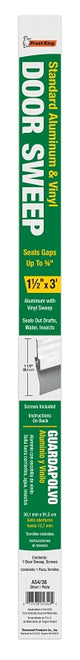 Frost King A54/36H Door Sweep, 36 in L, 1-1/4 in W, Aluminum Flange, Vinyl Insert
