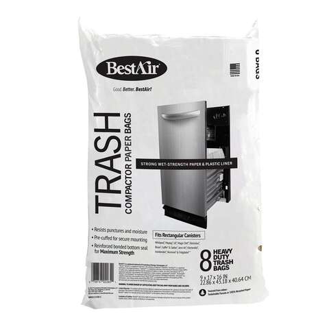 BestAir 10 gal Compactor Bags Flat Top 8 pk, Pack of 3