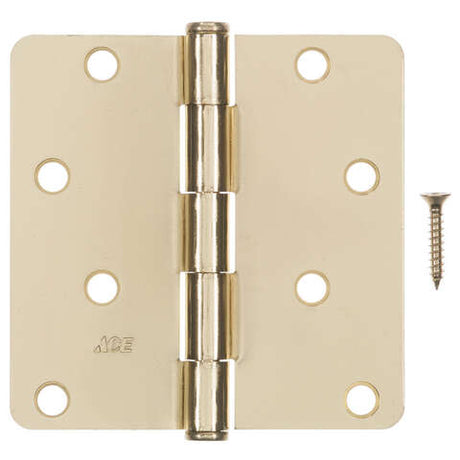 Ace 4 in. L Bright Brass Residential Door Hinge 3 pk