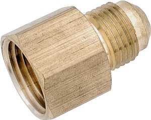 Anderson Metals 754046-0806 Pipe Connector, 1/2 in Flared x 3/8 in FPT, Brass, 750 psi Pressure, Pack of 5
