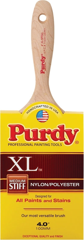 Purdy 144380340 Trim Brush, Natural Hardwood Handle, 4 in W, Nylon/Polyester Bristle, Beaver Tail Handle
