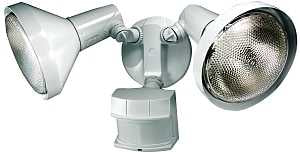 Heath Zenith Dualbrite HZ-5318-WH Motion Activated Security Light, 120 V, 300 W, 2-Lamp, Halogen Lamp, White Light