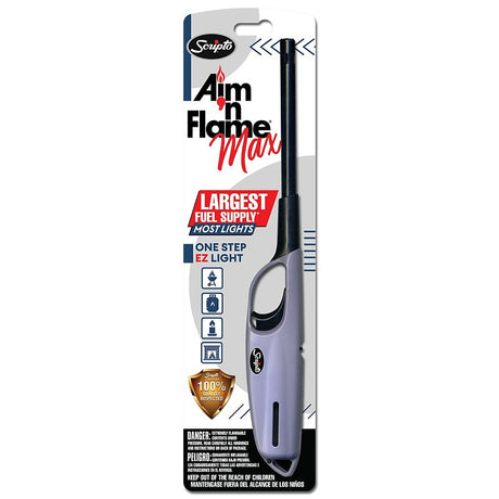 Scripto Aim 'n Flame MAX Series BGM19-1/12CD Utility Lighter, Assorted, Pack of 12