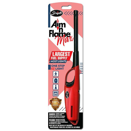 Scripto Aim 'n Flame MAX Series BGM19-1/12CD Utility Lighter, Assorted, Pack of 12