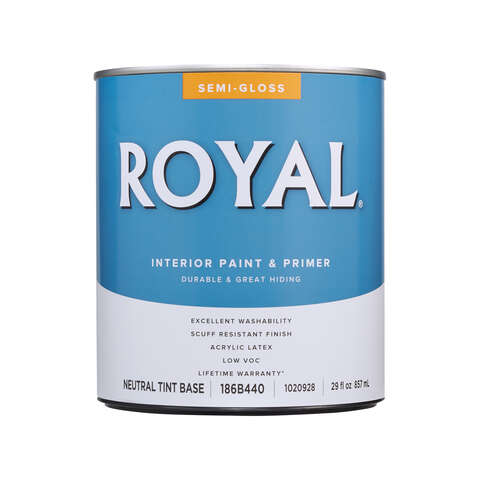 Royal Semi-Gloss Tint Base Neutral Base Paint Interior 1 qt, Pack of 4