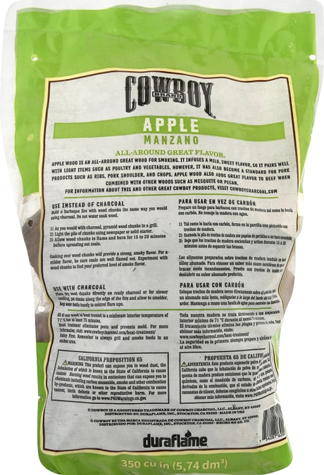 Cowboy 52330 Smoking Chunk, 16-3/4 in L, Wood, 350 cu-in, Pack of 6