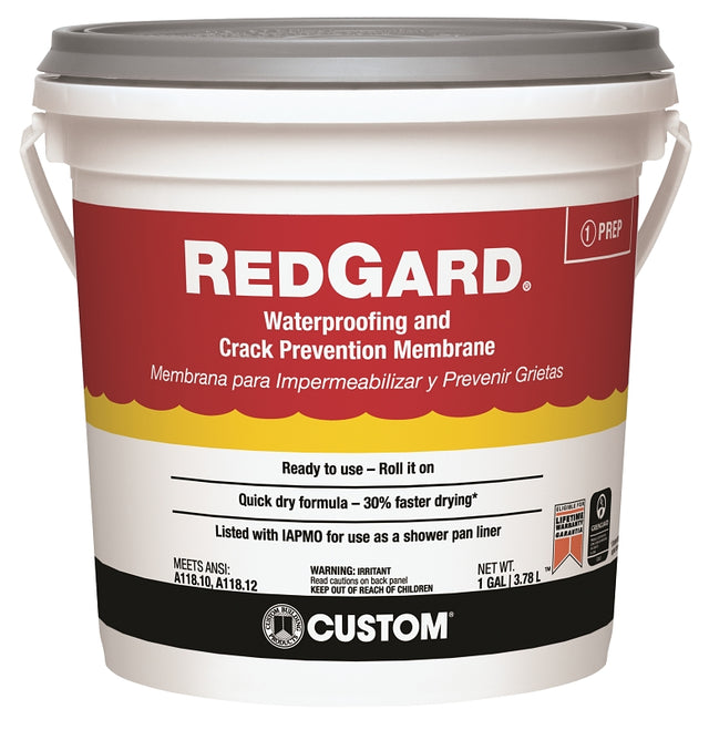 Custom LQWAF1-2 Ready-To-Use Waterproofing Tile Membrane, Liquid, Red, 1 gal Pail, Pack of 2