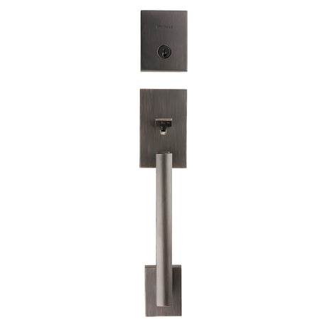 Kwikset 818SCEXHFL SQT11P Combination Lockset, San Clemente Design, Venetian Bronze, Halifax Lever Interior Handle